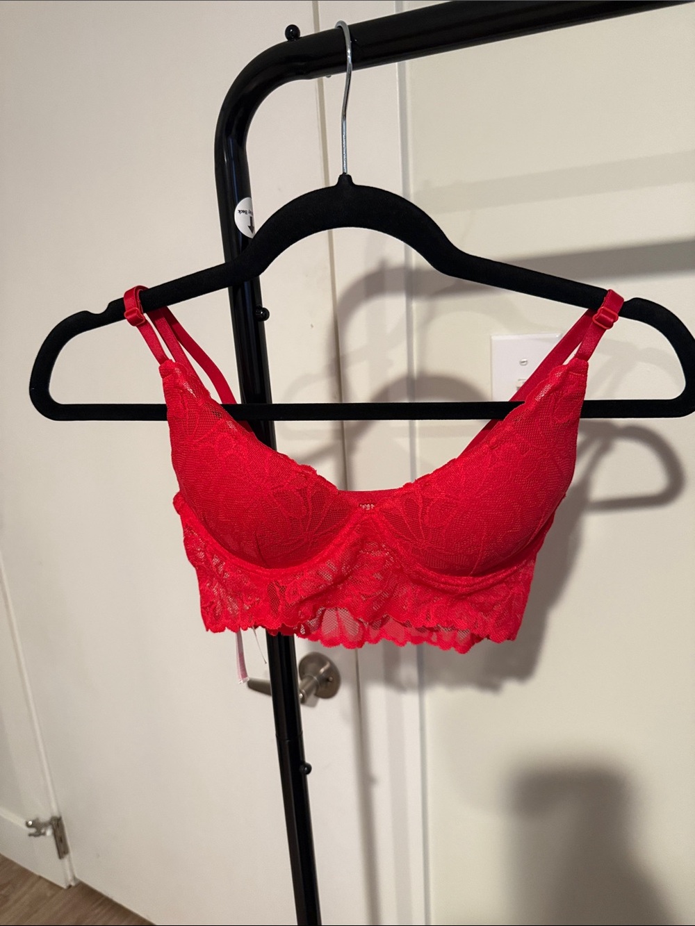 PINK Victoria's Secret Red Lace Longline Bralette- new without tag - never worn